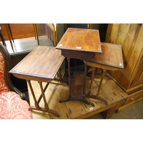 582 - EDWARDIAN MAHOGANY NEST OF 3 TABLES ON TURNED 