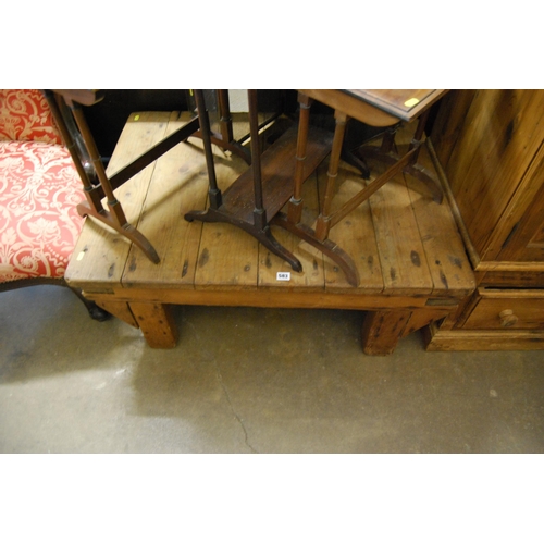 583 - RUSTIC PLANK TOP PINE COFFEE TABLE