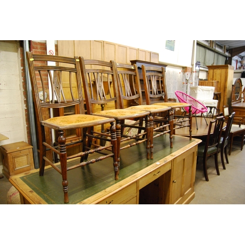 593 - SET OF 4 EDWARDIAN STAINED BEECH SALON CHAIRS