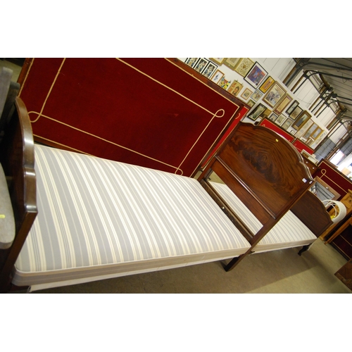 672 - PAIR OF HEALS SINGLE MAHOGANY BEDS WITH BASES