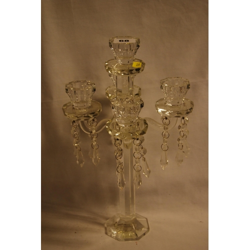 68 - MODERN CUT GLASS CRYSTAL DROP 4 BRANCH CHANDELIER