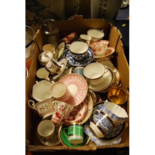 74 - COLLECTION OF DECORATIVE TEACUPS & SAUCERS, COFFEE CANS & SAUCERS, ETC