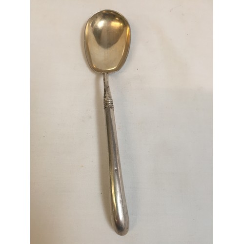 297 - DANISH SILVER PRESERVE SPOON BY P HERTZ (0.9ozs)