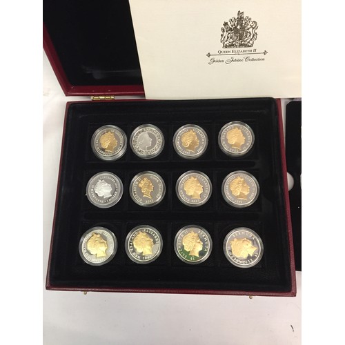 414 - 2002 ROYAL MINT QUEEN ELIZABETH II GOLDEN JUBILEE COLLECTION OF 24 SILVER COINS 28.28gms EACH AND ON... 