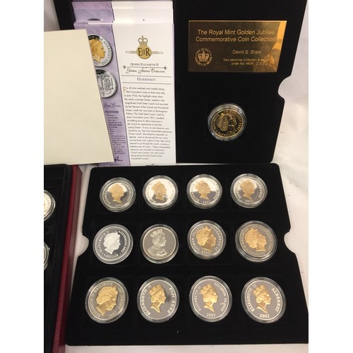 414 - 2002 ROYAL MINT QUEEN ELIZABETH II GOLDEN JUBILEE COLLECTION OF 24 SILVER COINS 28.28gms EACH AND ON... 