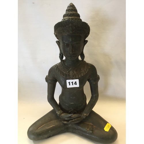 114 - 19TH CENTURY CHINESE BRONZE BUDDHA (24cm)