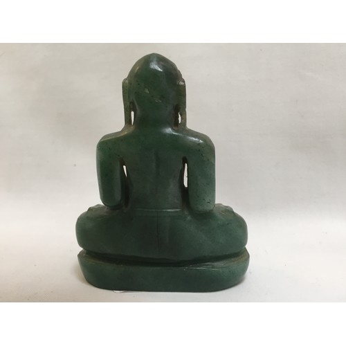 338 - CARVED GREEN JADE BUDDHA (7.5CM)