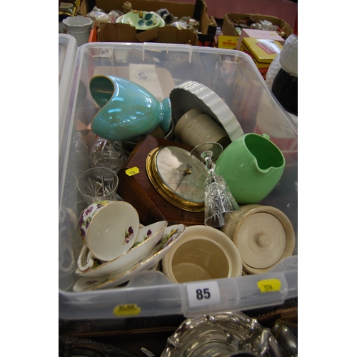 85 - QUANTITY OF STORAGE JARS, GLASS, CHINA, ETC