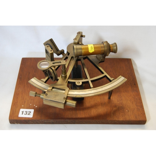 132 - BRASS SEXTANT BY HENRY BARROW & CO LONDON No 123