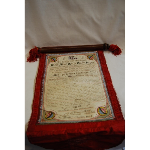 160 - ORIGINAL ILLUMINATED SCROLL ON PARCHMENT 