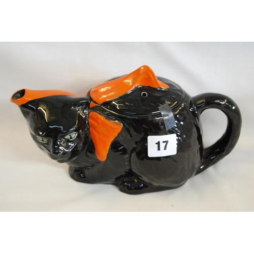 17 - CERAMIC BLACK CAT TEAPOT