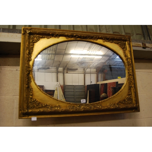 471 - OVAL ART NOUVEAU STYLE GILT WALL MIRROR