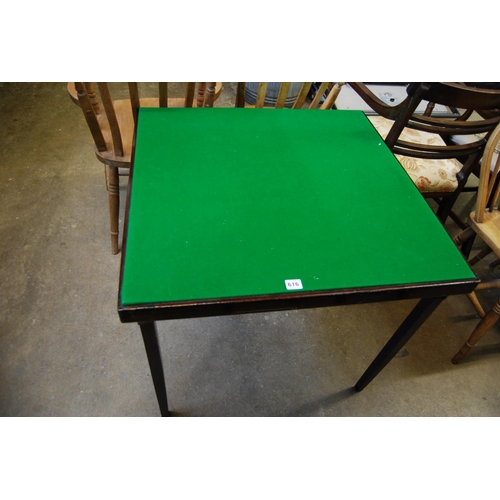 616 - FOLDING BRIDGE TABLE WITH GREEN BAISE TOP