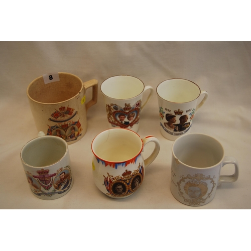 8 - 6 VARIOUS COMMEMORATIVE MUGS