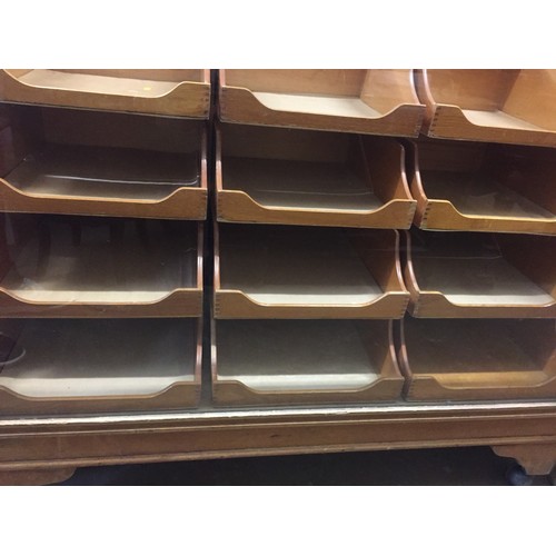 507 - VINTAGE HABERDASHERY DISPLAY COUNTER FITTED 12 GRADUATED TRAYS 122CM X 58CM X 94CM