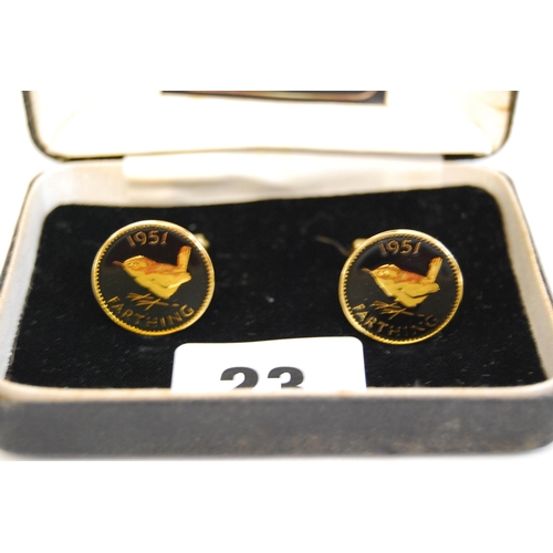 23 - PAIR OF 1951 FARTHING CUFFLINKS