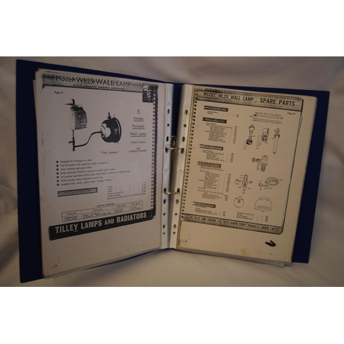 35 - FOLDER OF PHOTOCOPIED TILLEY LAMP CATALOGUES, ETC.