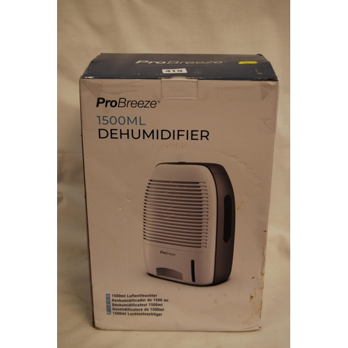 419 - PRO BREEZE 1500MC DEHUMIDIFIER P2100309758