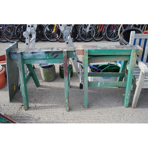 758 - PAIR OF WOODEN SAWHORSES