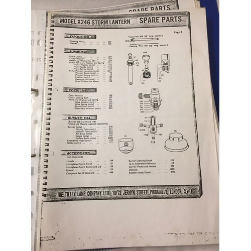 35 - FOLDER OF PHOTOCOPIED TILLEY LAMP CATALOGUES, ETC.