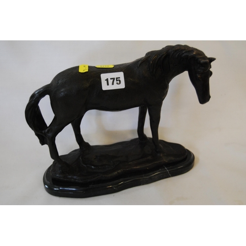 175 - BRONZE FIGURE OF A MARE ON MARBLE BASE