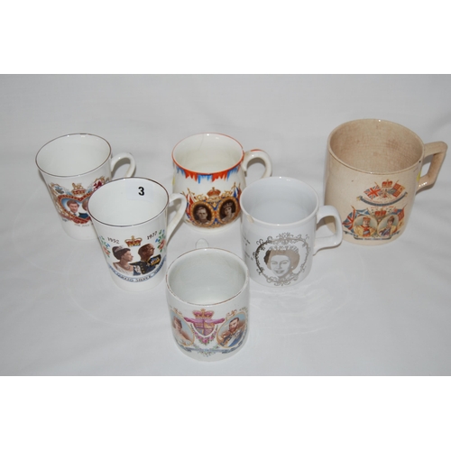 3 - 6 VARIOUS COMMEMORATIVE MUGS