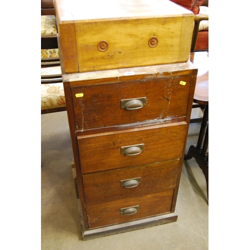 563 - 19TH CENTURY OFFICE CHEST OF 4 DRAWERS 48cm X 56cm X 88cm