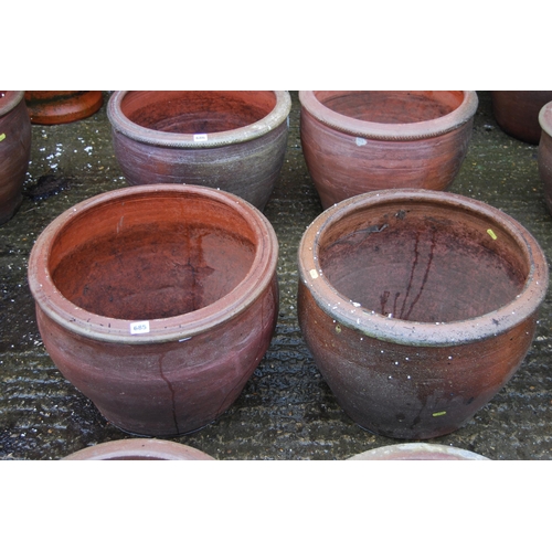 685 - PAIR OF TERRACOTTA PLANTERS (50cm DIAMETER X 40cm HEIGHT)