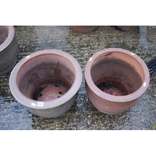 693 - PAIR OF TERRACOTTA PLANTERS (40cm DIAMETER X 32cm HEIGHT)