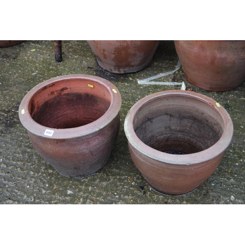 695 - PAIR OF TERRACOTTA PLANTERS (40cm DIAMETER X 32cm HEIGHT)