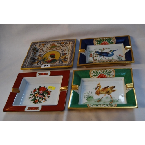 74 - 4 VARIOUS MODERN DECORATIVE ASHTRAYS