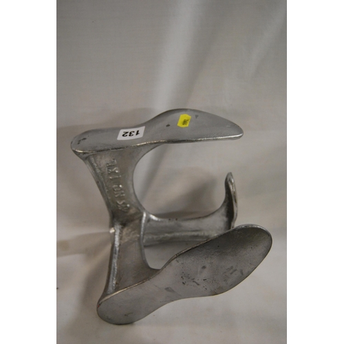 132 - SILVER PAINTED CAST IRON SHOE LAST