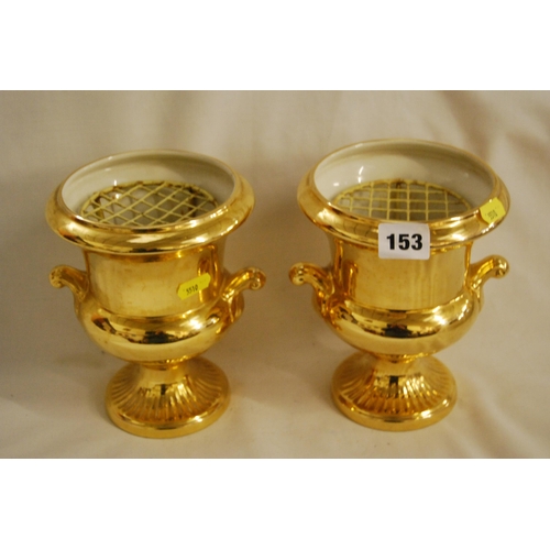 153 - PAIR OF ROYAL WINTON GOLD URN SHAPED CERAMIC VASES