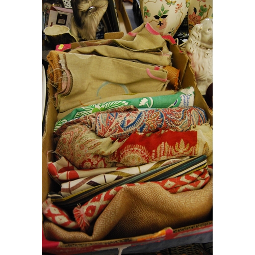 180 - QUANTITY OF SILK THROWS AND UPHOLSTERY FABRIC