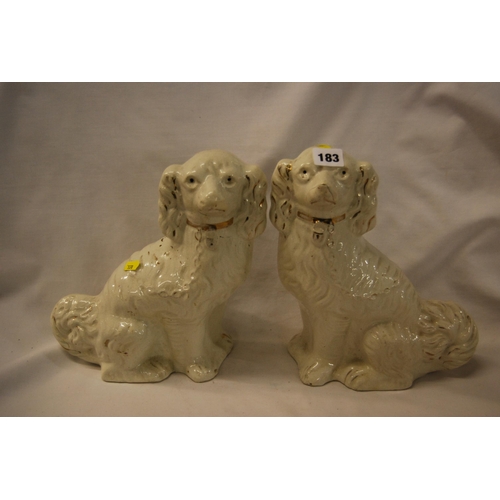 183 - PAIR OF STAFFORDSHIRE POTTERY SPANIELS