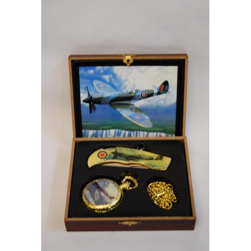 2 - POCKET WATCH & ALBERT IN BOX & SPITFIRE POCKET KNIFE