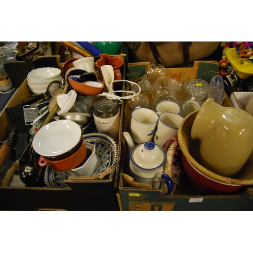 209 - 2 BOXES OF KITCHENWARE, GLASSES, ETC