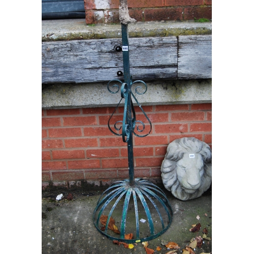 695 - WROUGHT IRON GARDEN BASKET ON STAND