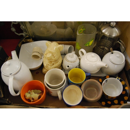 74 - QUANTITY OF TEAPOTS, MUGS, ETC