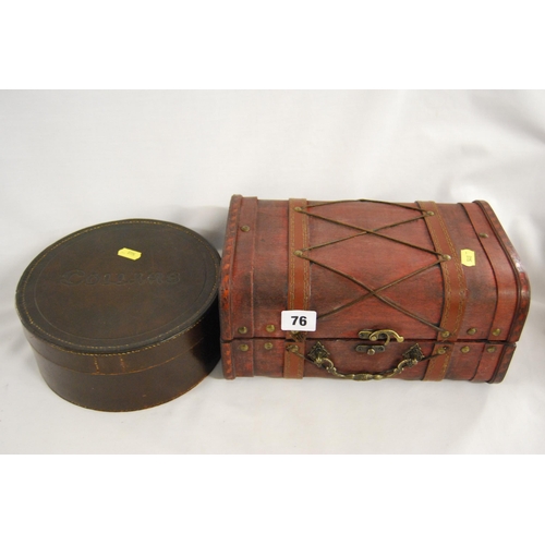 76 - LEATHER COLLAR BOX & SMALL WOOD & LEATHER CASE