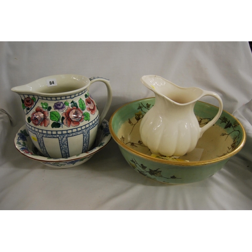 84 - LOSOL WARE TOILET JUG & BOWL (CRACK IN BOWL), GEORGE JONES IVY BOWER TOILET BOWL (CRACK TO BASE) & W... 