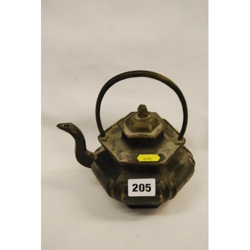 205 - VINTAGE CHINESE METAL TEAPOT