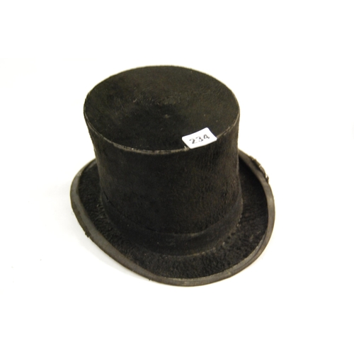 234 - BLACK SILK TOP HAT BY TOWNEND & CO (A/F)