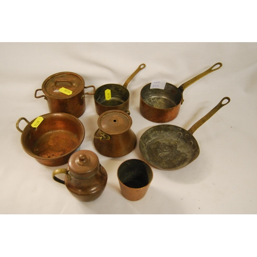 239 - QUANTITY OF MINIATURE COPPER COOKING UTENSILS