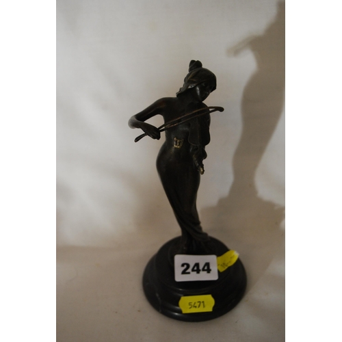 244 - MODERN BRONZE FIGURE OF LADY VIOLINIST