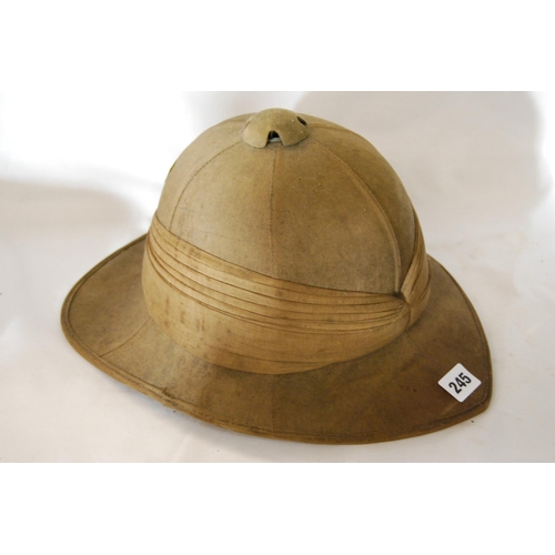 245 - WW1 PITH HELMET WORN BY WILLIAM PLANT OF STAVELEY WHO LATER BECAME STATION MASTER OF LEICESTER STATI... 