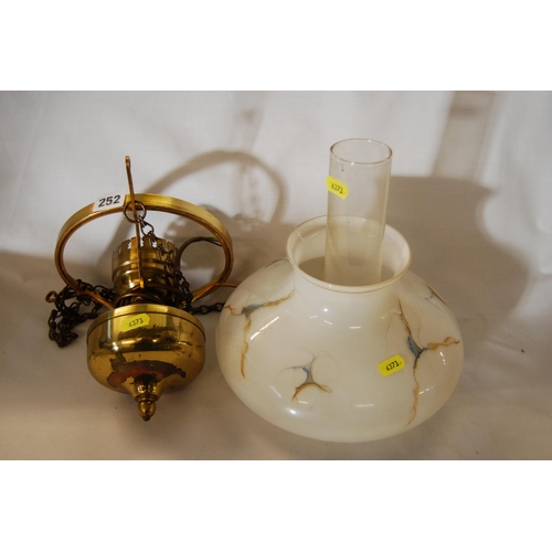 252 - BRASS ELECTRIC HANGING OIL LAMP