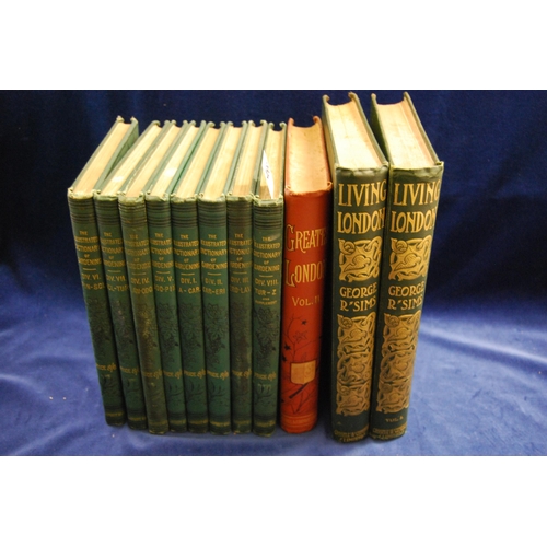 466 - 8 VOLUMES DICTIONARY OF GARDENING 1888, 1 VOLUME GREATER LONDON, 2 VOLUMES LIVING LONDON