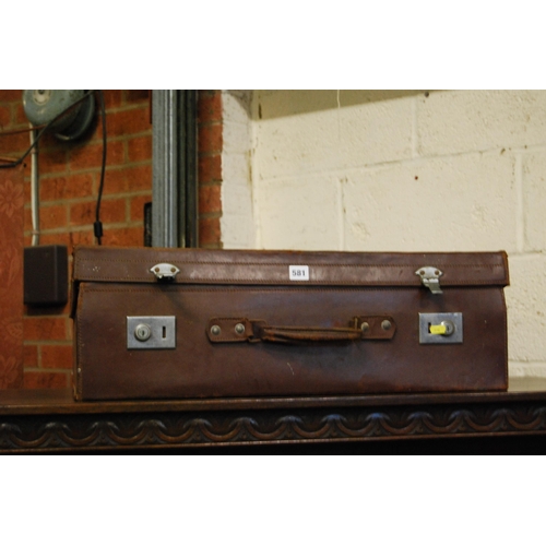 581 - VINTAGE LEATHER SUITCASE