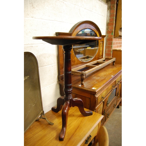 587 - 19TH CENTURY CIRCULAR MAHOGANY TILT TOP WINE TABLE ON TRIPOD BASE